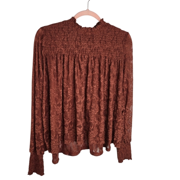 Anthropologie Deletta Amanna Rust Stretch Lace High Neck Blouse - Picture 3 of 15